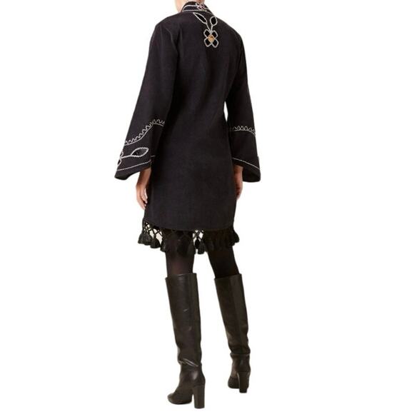 Figue Catalina Dress Black Extensive Embroidered Corduroy Dress Size L - Picture 11 of 12